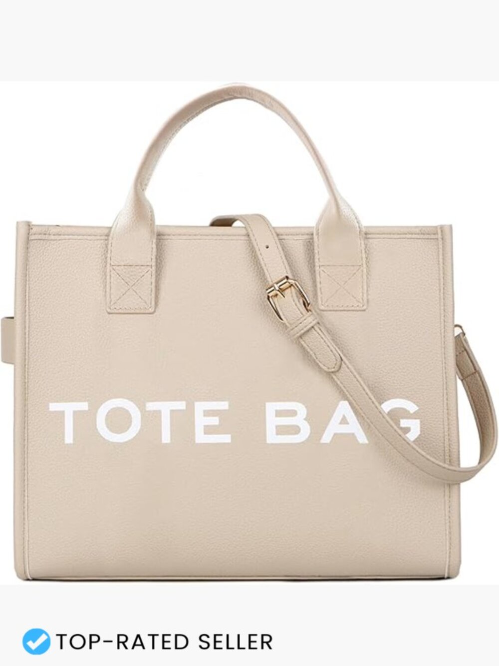 Pu Leather Tote Bag Work Handbag Letter Print Hobo Shoulder Purse
